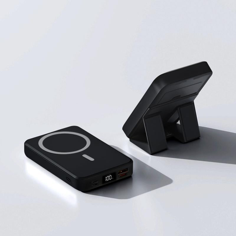 QJL Magnetic Power Bank, 10000Mah Magnetic Power Bank,Foldable Wireless Portable Charger with LED Display,Fast Charging for Iphone 16/15/14/13/12 Pro/Pro Max/Plus, Compact Silicone