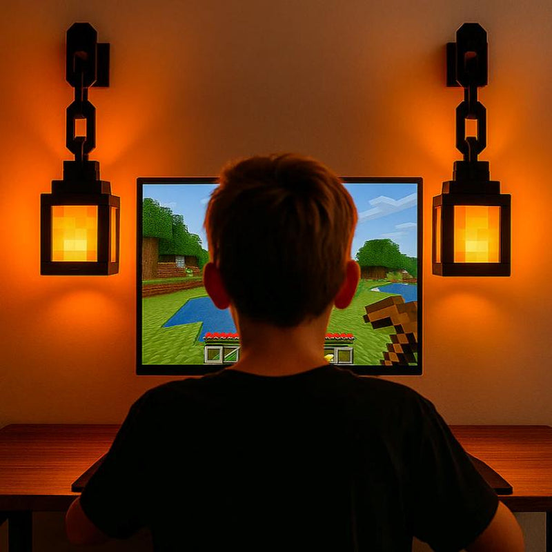 DIYCOM Pixel Lantern Night Lamp, USB-C Rechargeable RGB 16-Color Changing Light with Remote Control & Four Modes, Halloween Party Supplies, Gamer Bedroom Decoration, Unique Birthday Gift