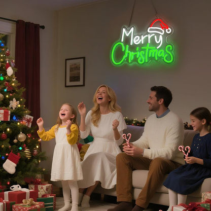 Merry Christmas Neon Sign-10 Adjustable Brightness LED Christmas Decorations Light up Wall Decor with 9.8 FT USB Power Cord Wall Neon Light for Windows, Living Room, Bedroom, Party, Gifts, New Year Christmas Wall Art Unique Christmas Gift