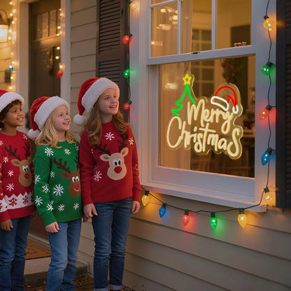 Merry Christmas Neon Sign-10 Adjustable Brightness LED Christmas Decorations Light up Wall Decor with 9.8 FT USB Power Cord Wall Neon Light for Windows, Living Room, Bedroom, Party, Gifts, New Year Christmas Wall Art Unique Christmas Gift