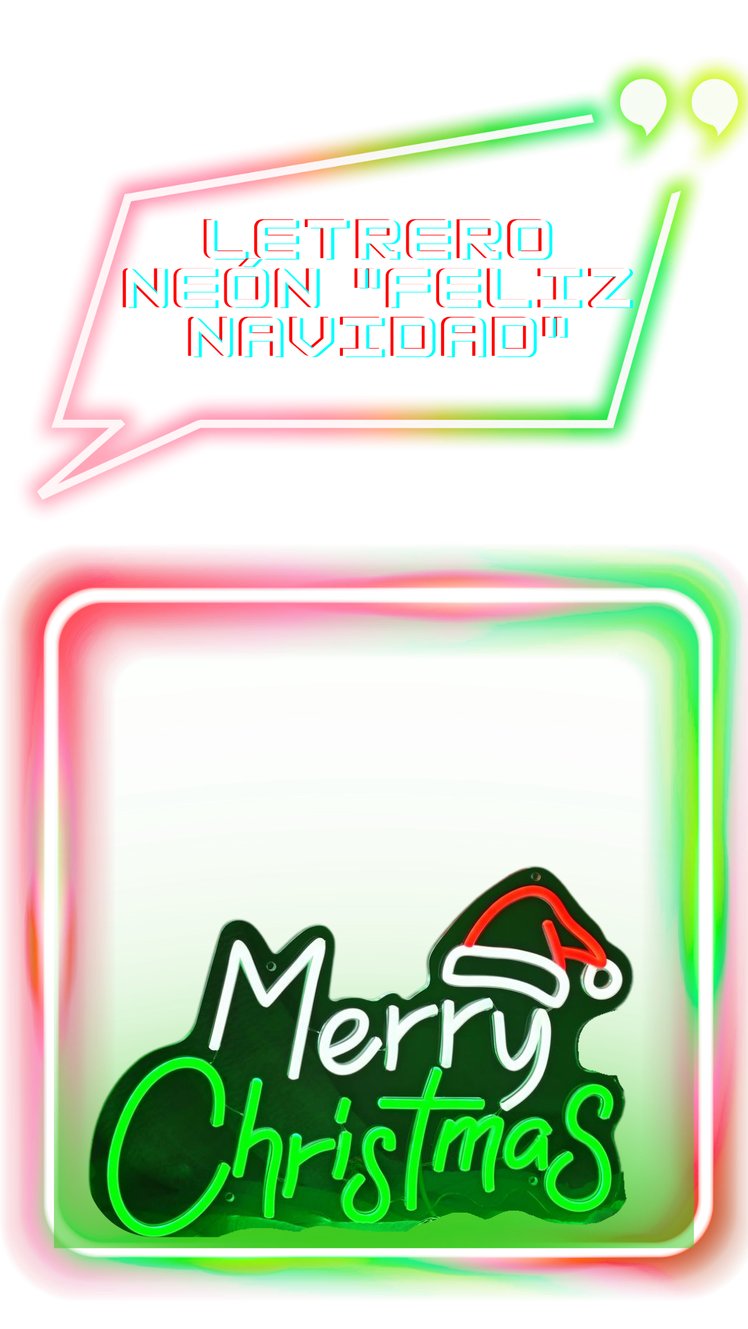 Letrero de neón "Feliz Navidad" - Decoración navideña con luces LED de brillo ajustable. Incluye cable de alimentación USB de 3 metros.