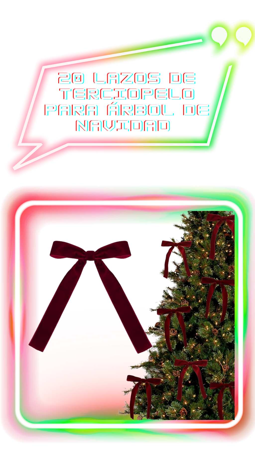 20 Lazos de Terciopelo Burdeos para Decoración del Árbol de Navidad