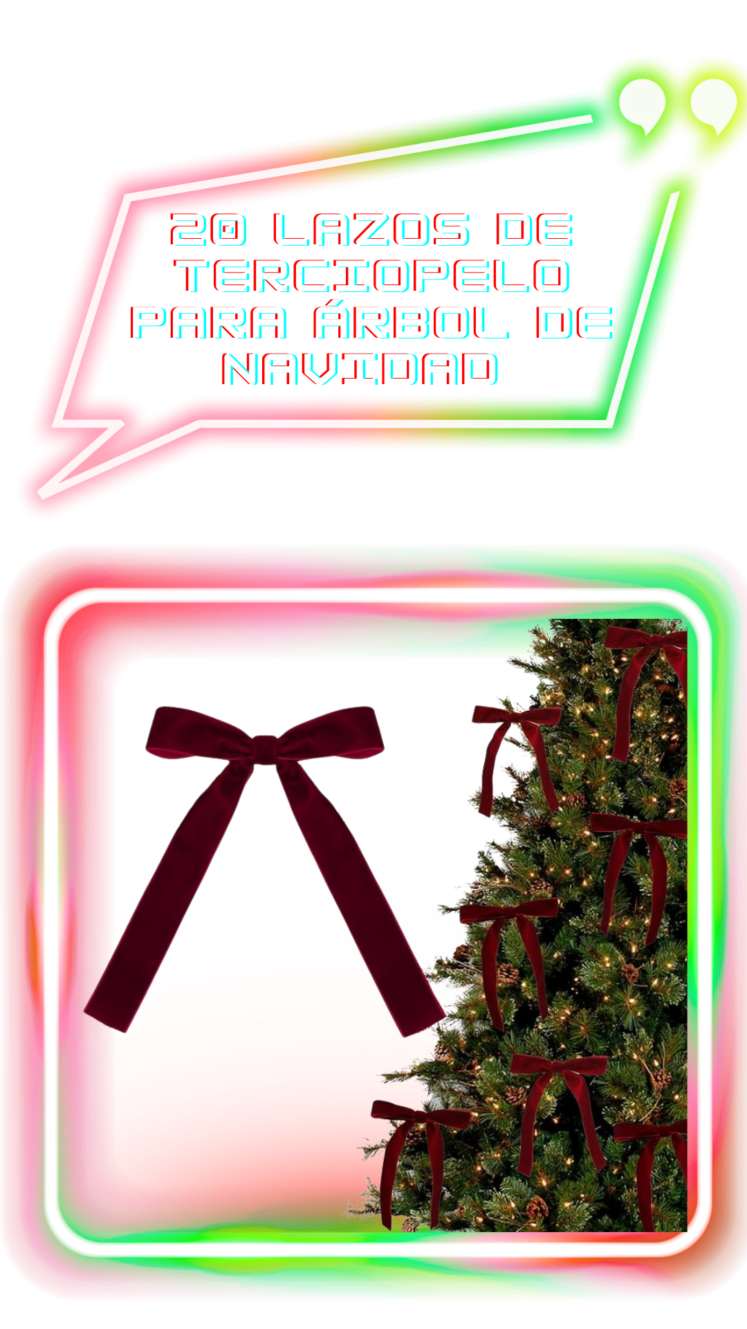 20 Lazos de Terciopelo Burdeos para Decoración del Árbol de Navidad
