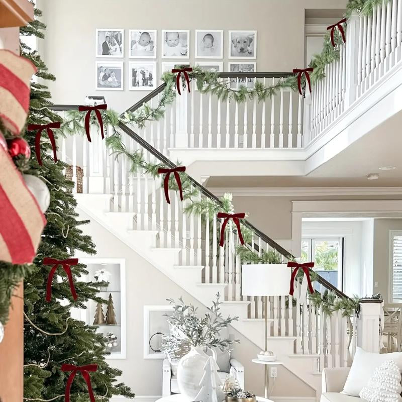 20 Pieces Christmas Tree Decoration Burgundy Velvet Bows - Holiday Holiday Garland Ties, Soft Fabric Ribbons, Suitable for Elegant Tree Decorations, Perfect for Christmas, Thanksgiving and New Year Celebrations