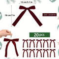 20 Pieces Christmas Tree Decoration Burgundy Velvet Bows - Holiday Holiday Garland Ties, Soft Fabric Ribbons, Suitable for Elegant Tree Decorations, Perfect for Christmas, Thanksgiving and New Year Celebrations