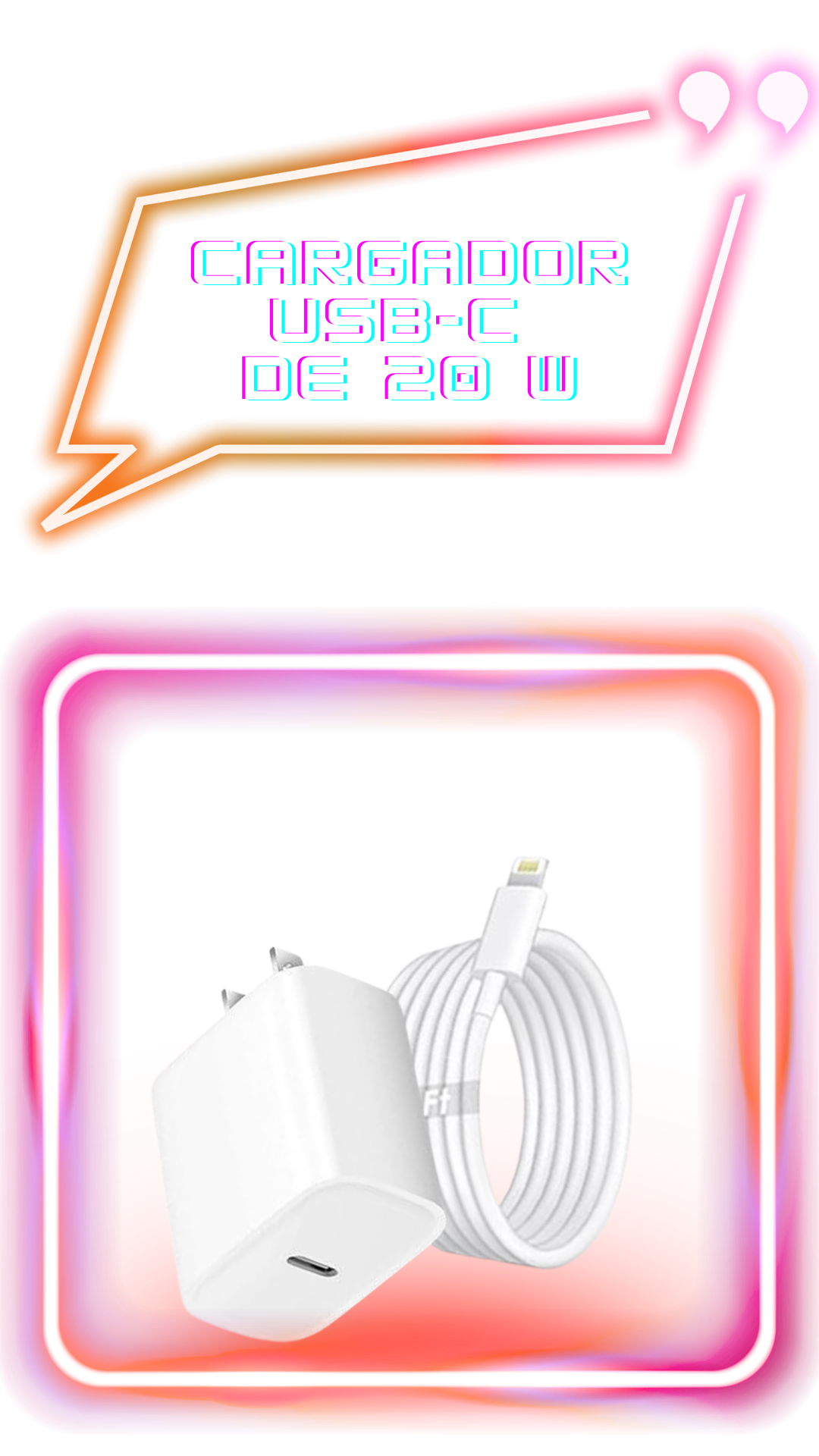 Cargador de pared USB-C de 20 W y 8 piezas con cable de 1,8 m (6 pies)  para iPhone 14/13/12, AirPods Pro y otros dispositivos móviles.