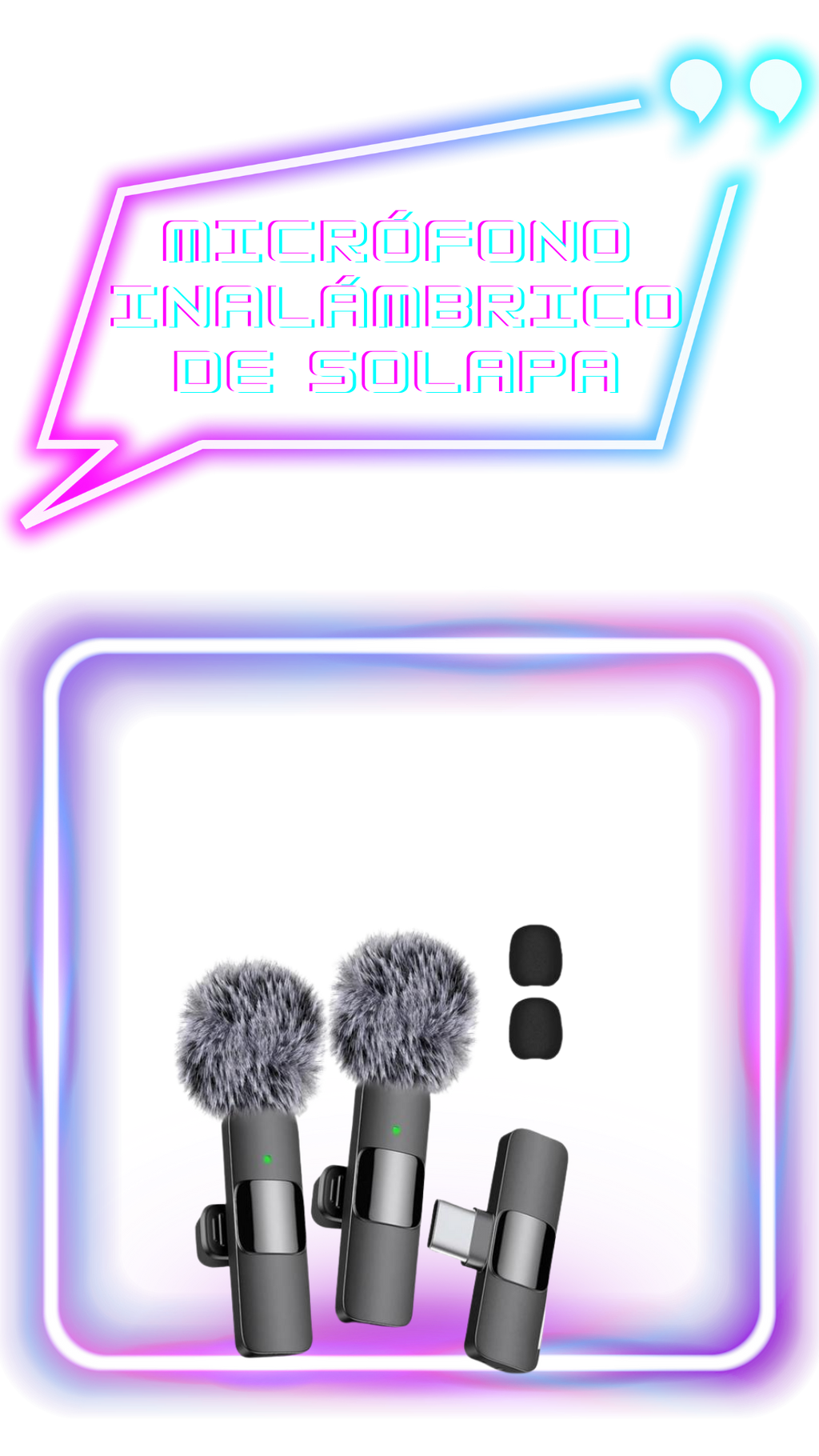 Micrófono inalámbrico de solapa para iPhone/Android: dos mini micrófonos con clip y conexión USB-C