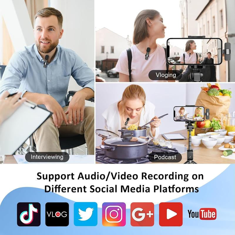 Wireless Lavalier Microphone for Iphone/Android – Dual Clip-On Mini Mics with USB-C for Tiktok, Youtube, Vlogging & Video Recording