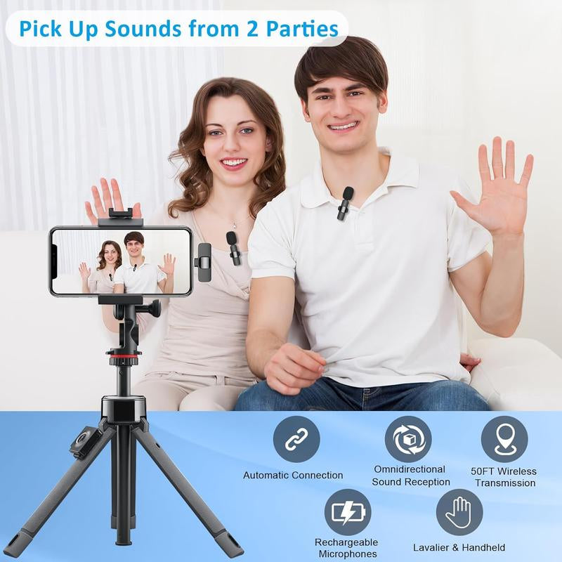 Wireless Lavalier Microphone for Iphone/Android – Dual Clip-On Mini Mics with USB-C for Tiktok, Youtube, Vlogging & Video Recording
