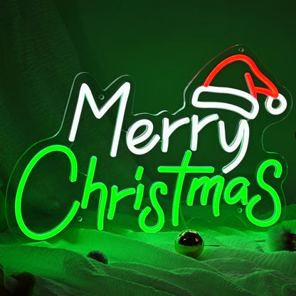 Merry Christmas Neon Sign-10 Adjustable Brightness LED Christmas Decorations Light up Wall Decor with 9.8 FT USB Power Cord Wall Neon Light for Windows, Living Room, Bedroom, Party, Gifts, New Year Christmas Wall Art Unique Christmas Gift