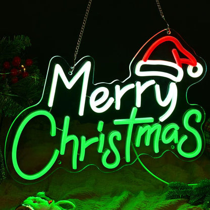 Merry Christmas Neon Sign-10 Adjustable Brightness LED Christmas Decorations Light up Wall Decor with 9.8 FT USB Power Cord Wall Neon Light for Windows, Living Room, Bedroom, Party, Gifts, New Year Christmas Wall Art Unique Christmas Gift