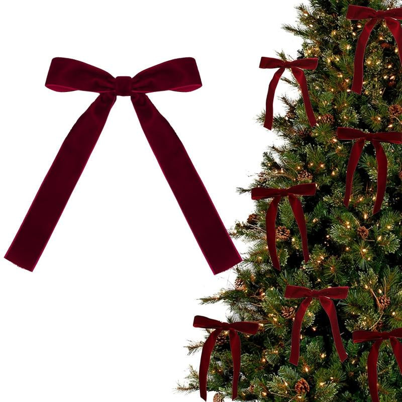 20 Pieces Christmas Tree Decoration Burgundy Velvet Bows - Holiday Holiday Garland Ties, Soft Fabric Ribbons, Suitable for Elegant Tree Decorations, Perfect for Christmas, Thanksgiving and New Year Celebrations